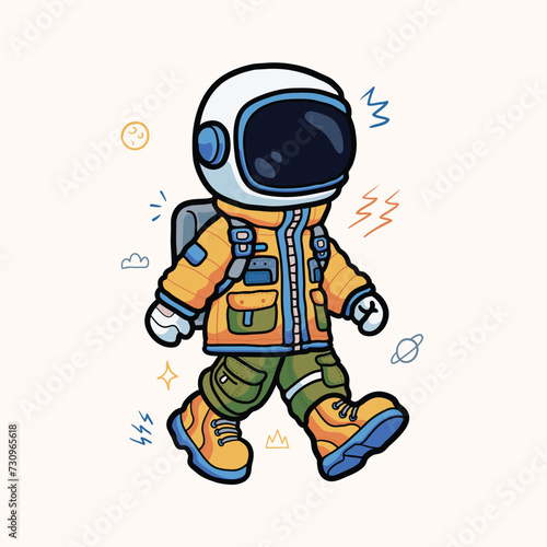 cute astronaut in jacket and hype pants