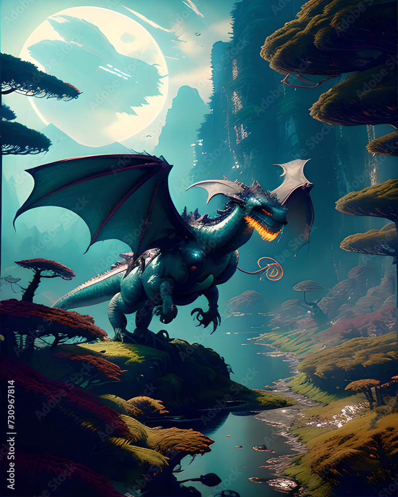 Obraz premium scene with dragon