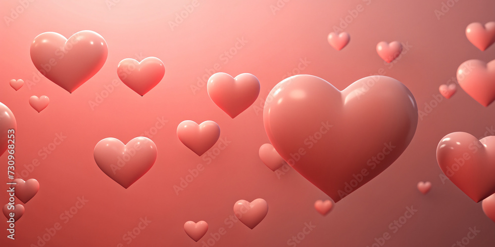 Hearts Background with Heart Shaped Balloons: A Romantic Valentine's Day Illustration in Pink and Red