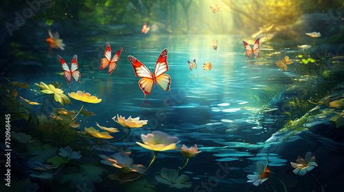 Fairy butterflies on water.