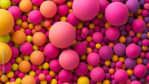 Vector background with colorful balls for kids zone or children's playroom. Many colored big and small matte soft random spheres. Huge pile of colorful balls or bubbles in different sizes