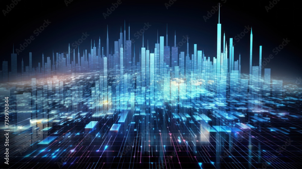 Representation of data analytics,charts, graphs and data driven insights emerging from a sea of information Representation of data analytics,charts, graphs and data driven insights emerging from a sea of information