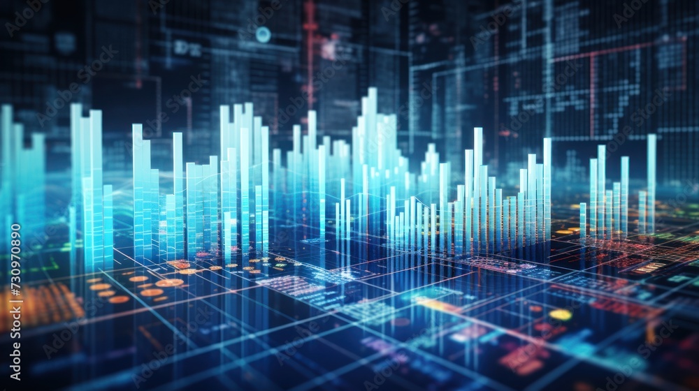 Representation of data analytics,charts, graphs and data driven insights emerging from a sea of information Representation of data analytics,charts, graphs and data driven insights emerging from a sea of information