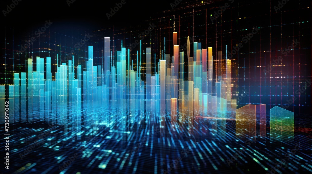 Representation of data analytics,charts, graphs and data driven insights emerging from a sea of information Representation of data analytics,charts, graphs and data driven insights emerging from a sea of information