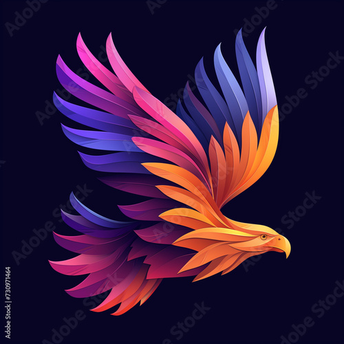 A vibrant eagle in flight vector icon illustration, symbolizing freedom and vision in a dynamic, abstract design