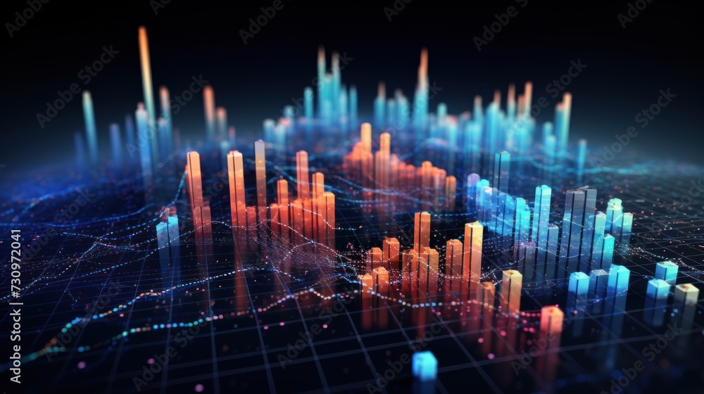 Representation of data analytics,charts, graphs and data driven insights emerging from a sea of information Representation of data analytics,charts, graphs and data driven insights emerging from a sea of information