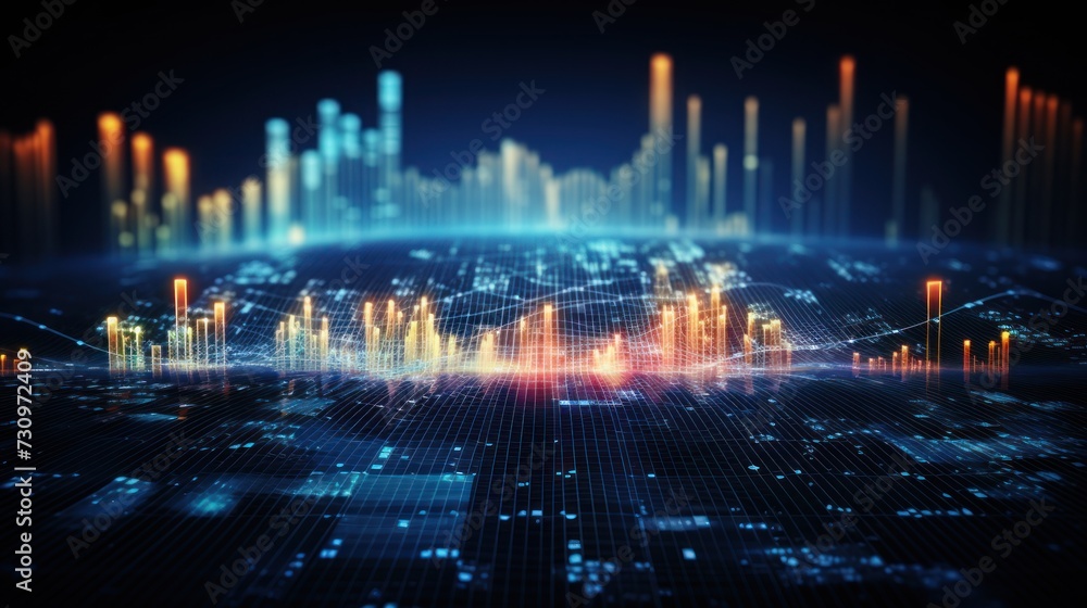 Representation of data analytics,charts, graphs and data driven insights emerging from a sea of information Representation of data analytics,charts, graphs and data driven insights emerging from a sea of information