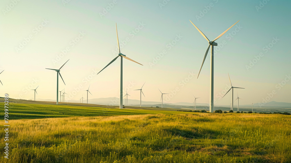 Fields of Green Energy: Wind Farm and Solar Array Embrace the Sky Fields of Green Energy: Wind Farm and Solar Array Embrace the Sky