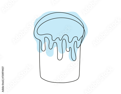 Continuous line drawing of Easter Kulich cake with colored icing. Traditional Ukrainian Easter cupcake. Vector isolated on a white backdrop. Design element. For print, greeting, scrapbooking