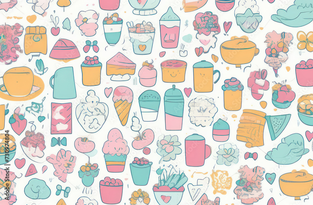 summer pattern of delicious sweet food