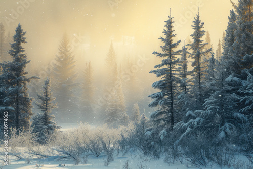 Icy Elegance: Scenic Snow-covered Forest © Andrii 