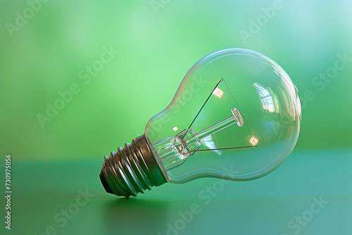 Soft Brilliance: Lightbulb on Light Green Glass