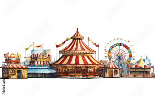 Festive Midway Games and Prize Booths at the Carnival Isolated on Transparent Background PNG. photo