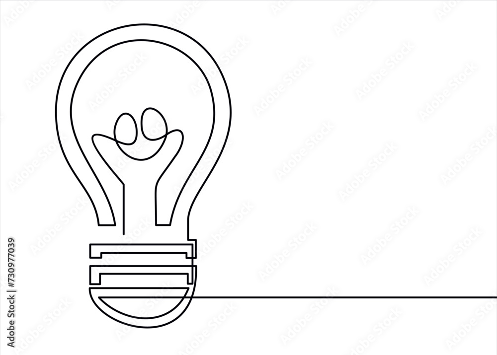 Continuous line drawing. Light bulb of business ideas concept. Vector illustrations Continuous line drawing. Light bulb of business ideas concept. Vector illustrations