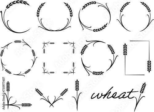 麦の飾り枠セット　ブラック