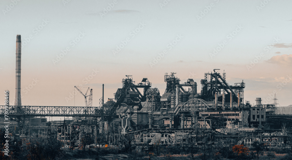Fototapeta premium Azovstal plant destroyed during the war in Mariupol Ukraine