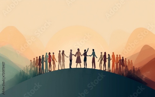 Group of People Standing on Hilltop