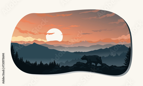 Great smoky national park America vector illustration. Tennessee landmark template in poster background style.