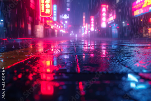 Neon Nightscape: Vibrant Cyberpunk City Lights © Andrii 