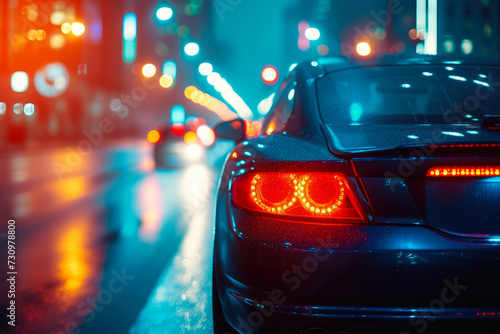Nighttime Boulevard Beauty: Car in Motion © Andrii 