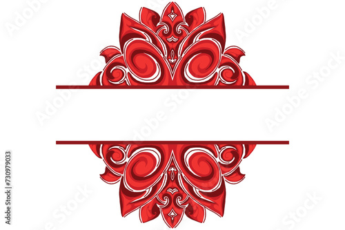 Red Orament Frame Border Vector For Decoration Design photo