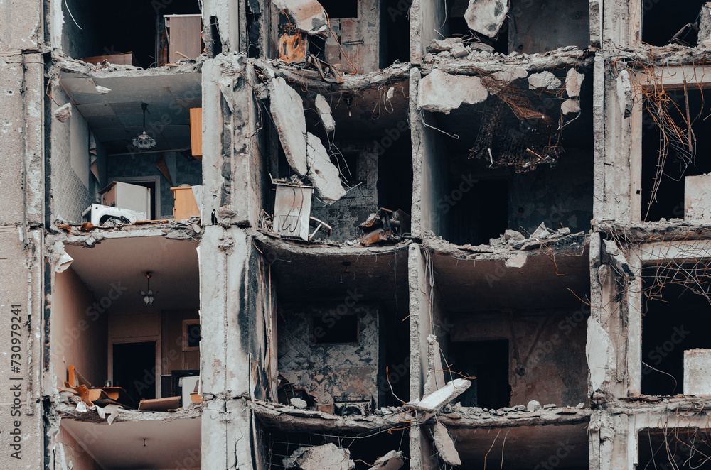 destroyed and burned houses in the city Russia Ukraine war destroyed and burned houses in the city Russia Ukraine war