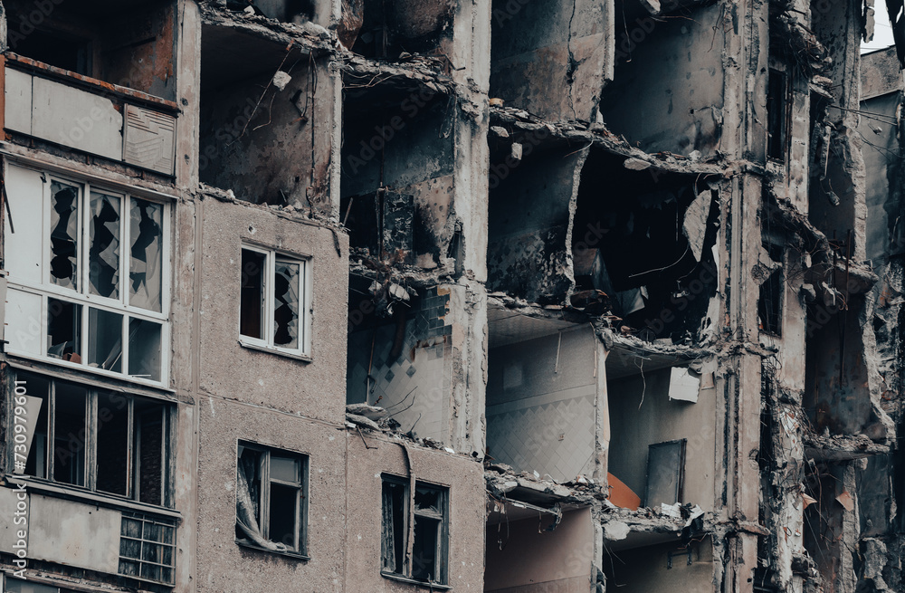 destroyed and burned houses in the city Russia Ukraine war destroyed and burned houses in the city Russia Ukraine war