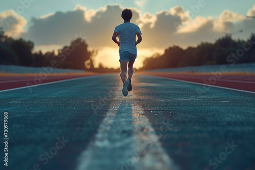 Endurance Exercise  Back View of Runner in Action