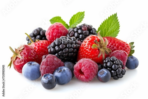 Succulent juicy berries, mixed variety, on a pure white background