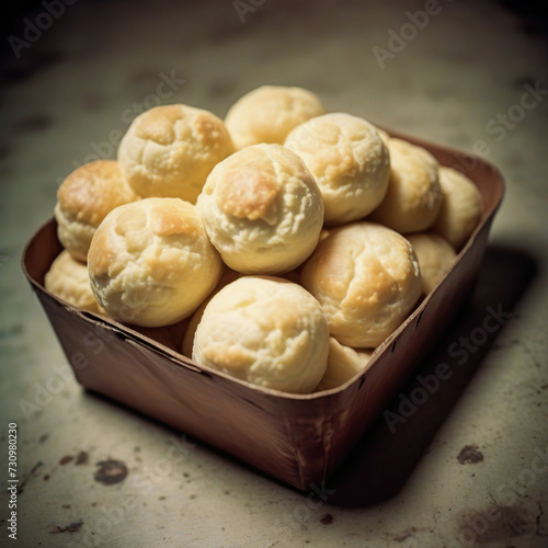 Fresh bread in a basket.