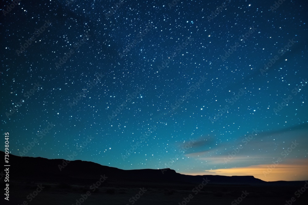 Twinkling starry sky, vast cosmos above, from a remote desert location.