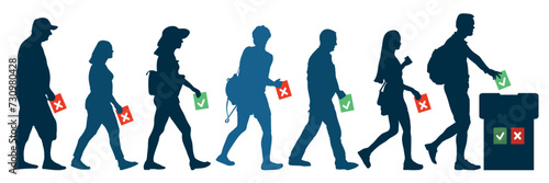 Election people silhouette. Crowd voting vector illustration