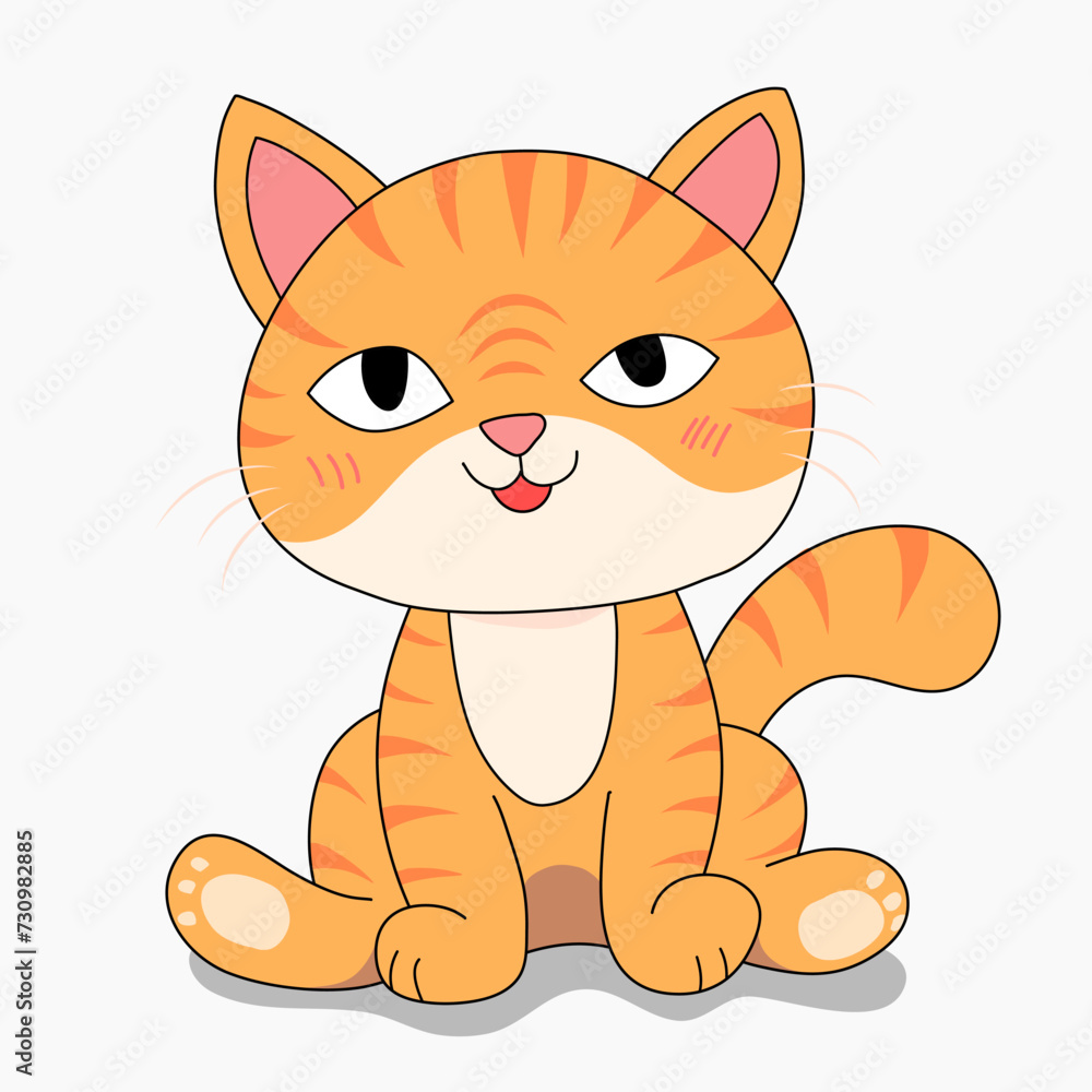 cute and adorable cartoon cat illustration on a white background, flat design style cute and adorable cartoon cat illustration on a white background, flat design style