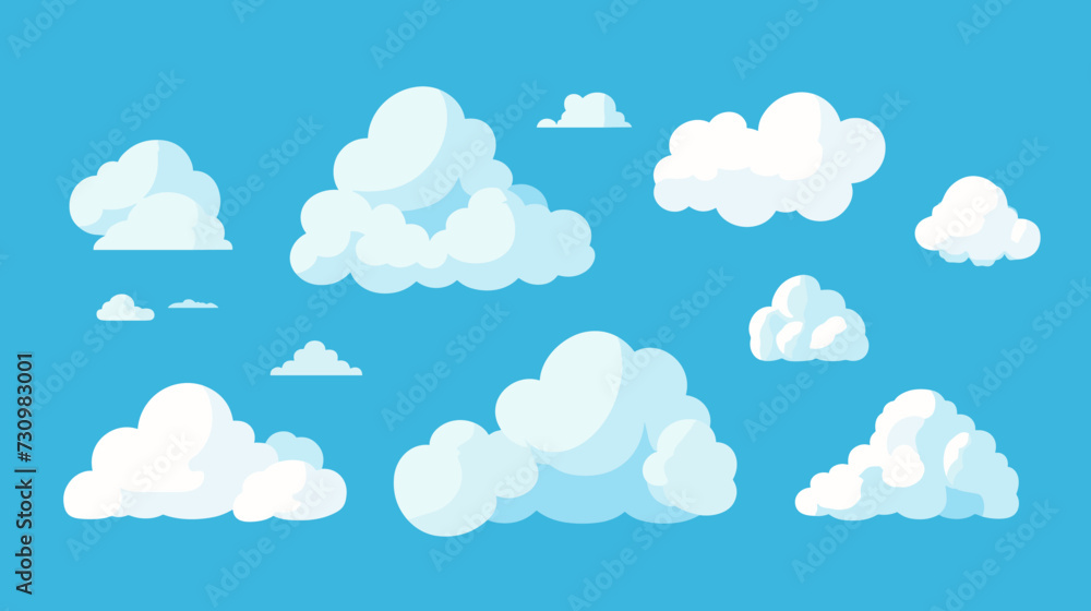 Cartoon cloud vector set. Blue sky with white clouds Cartoon cloud vector set. Blue sky with white clouds