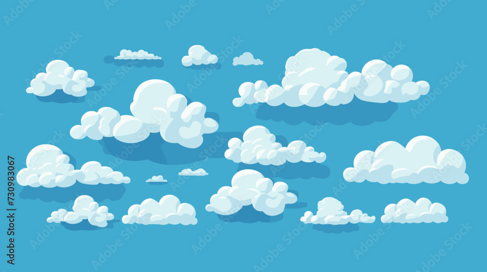 Cartoon cloud vector set. Blue sky with white clouds Cartoon cloud vector set. Blue sky with white clouds
