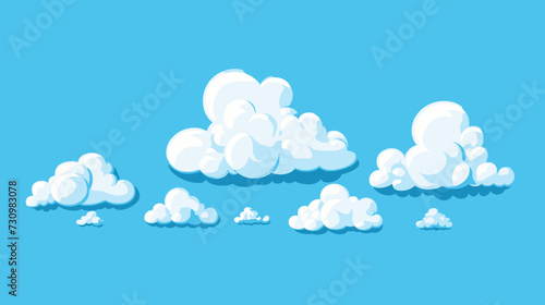 Cartoon cloud vector set. Blue sky with white clouds