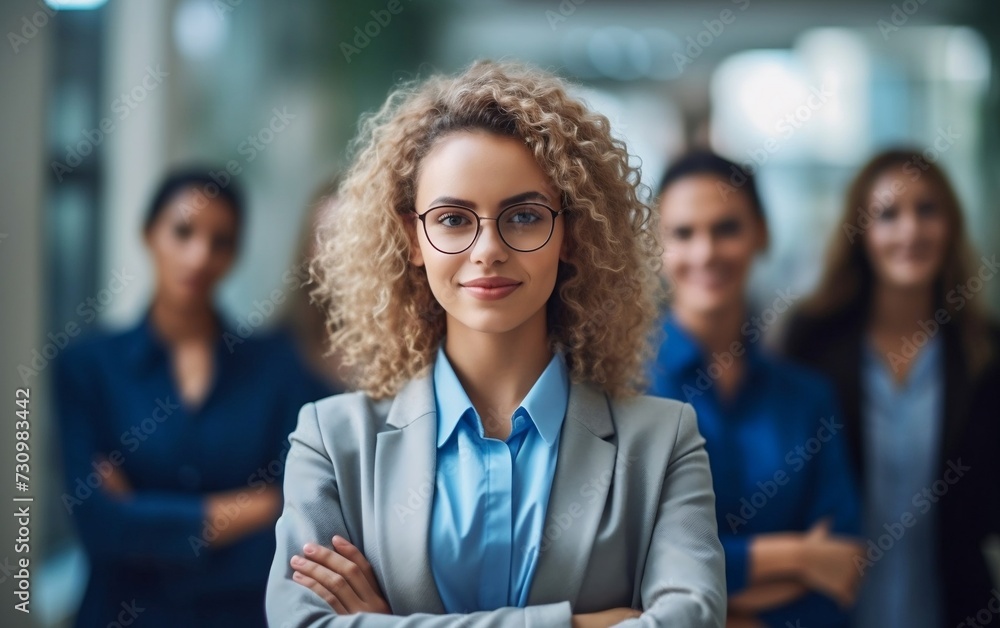 Confident Woman in Business Suit With Arms Crossed Confident Woman in Business Suit With Arms Crossed