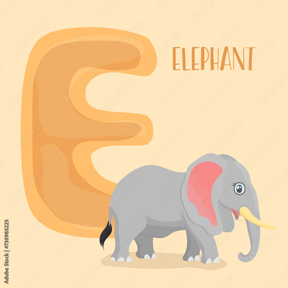 ALPHABET E elephant vector educational