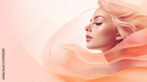 Banner with beautiful woman face with smooth health skin for advertising design