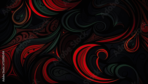 abstract background with black and red waves, vector art illustration