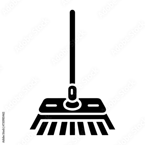 Floor mop icon symbol, flat illustration, black color silhouette, white background