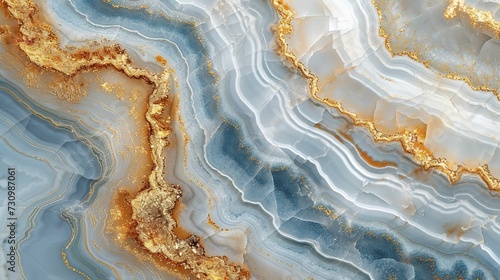 Close up Marble granite light sky-blue and light amber white with gold texture. Background wall surface pattern graphic light elegant gray floor ceramic counter texture stone slab smooth --ar 16:9