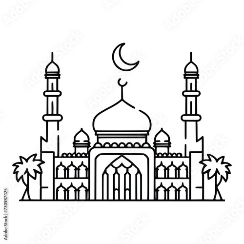Islamic mosque vector illustration minimalist design. Islamic mosque for Ramadan Kareem or Eid Mubarak graphic vector design