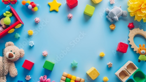 Baby kids toy frame background