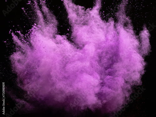 Explosion of purple powder, dust smoke on black background © Ruslan