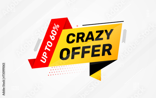 Crazy Offer Sale Background. Sale banner design template. Vector illustration. Market promotion banner and crazy discount announcement background vector illustration.