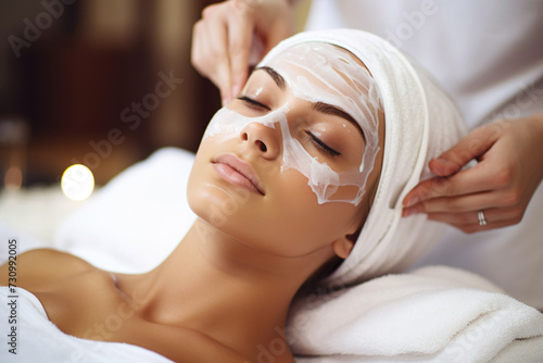 Woman getting professional skin facial care treatment