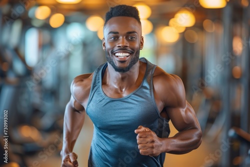 African American man enjoying sports in the gym