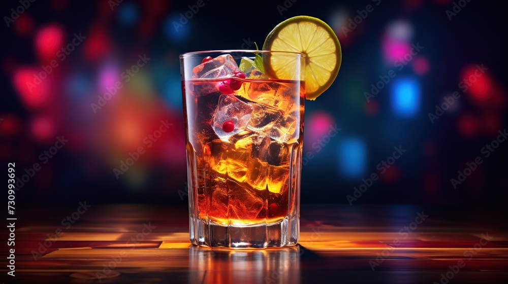 Cocktail drink on night club. Image of alcohol. Copy space for text. Cocktail drink on night club. Image of alcohol. Copy space for text.