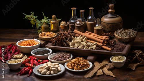 Group of Chinese medicine herbs--